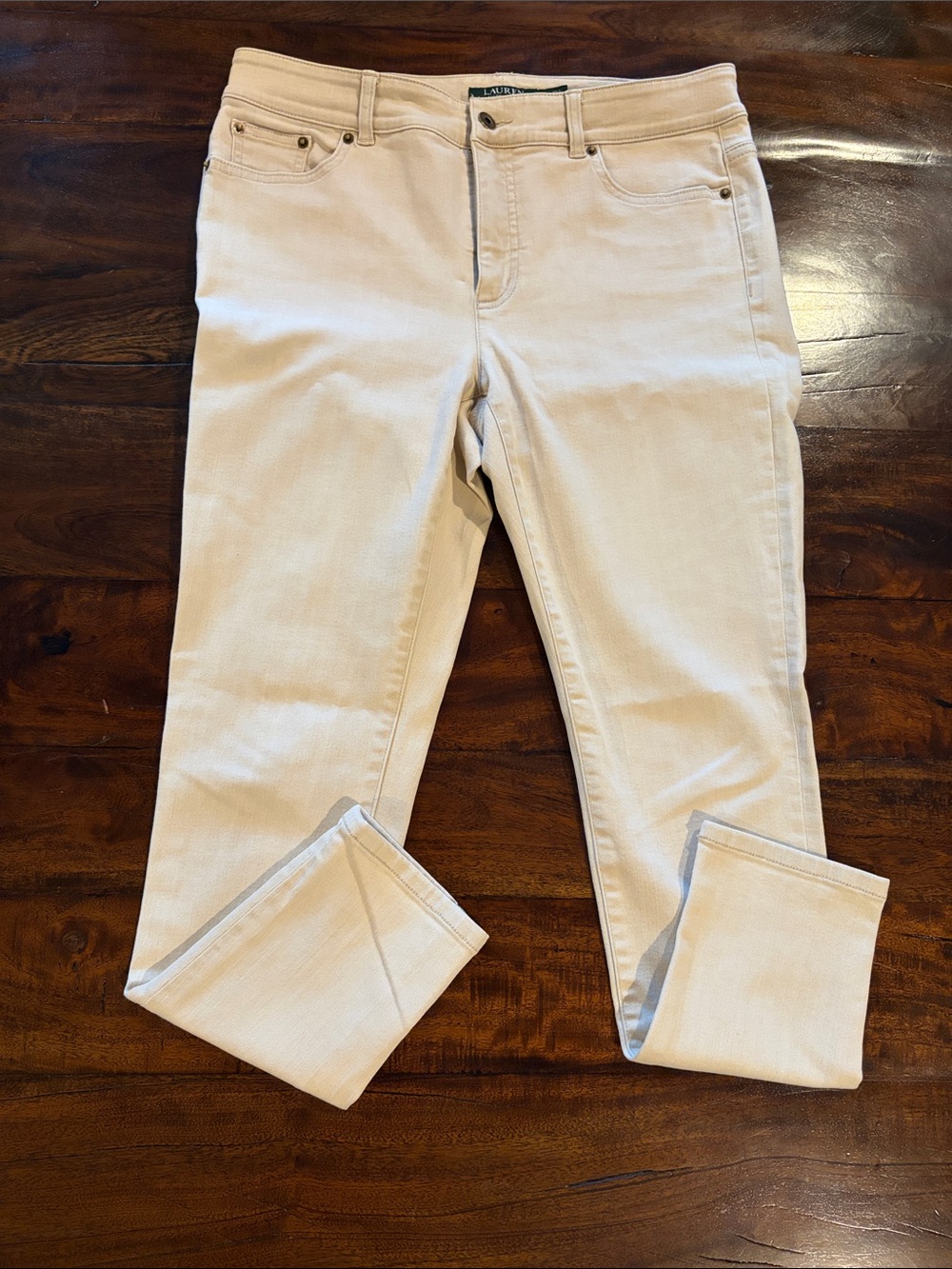 Lauren Ralph Lauren Slim Cream Skinny Jeans